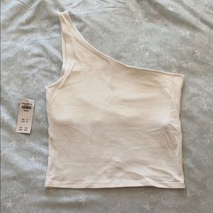 hollister one shoulder white top